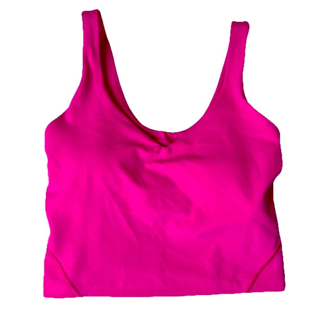 Lululemon Tank Top Womens 2 Sonic Pink Align Cropped Shelf Bra Nulu